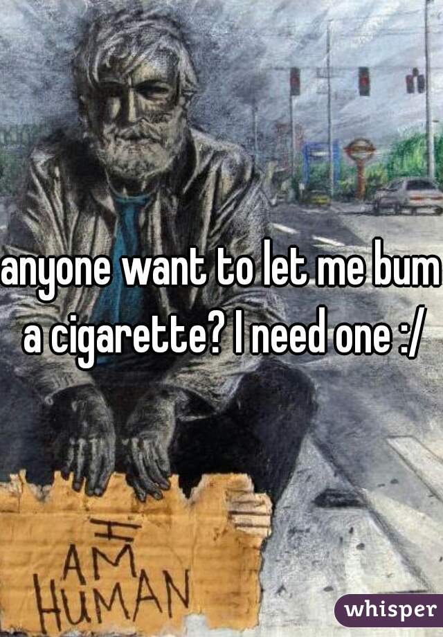 anyone want to let me bum a cigarette? I need one :/