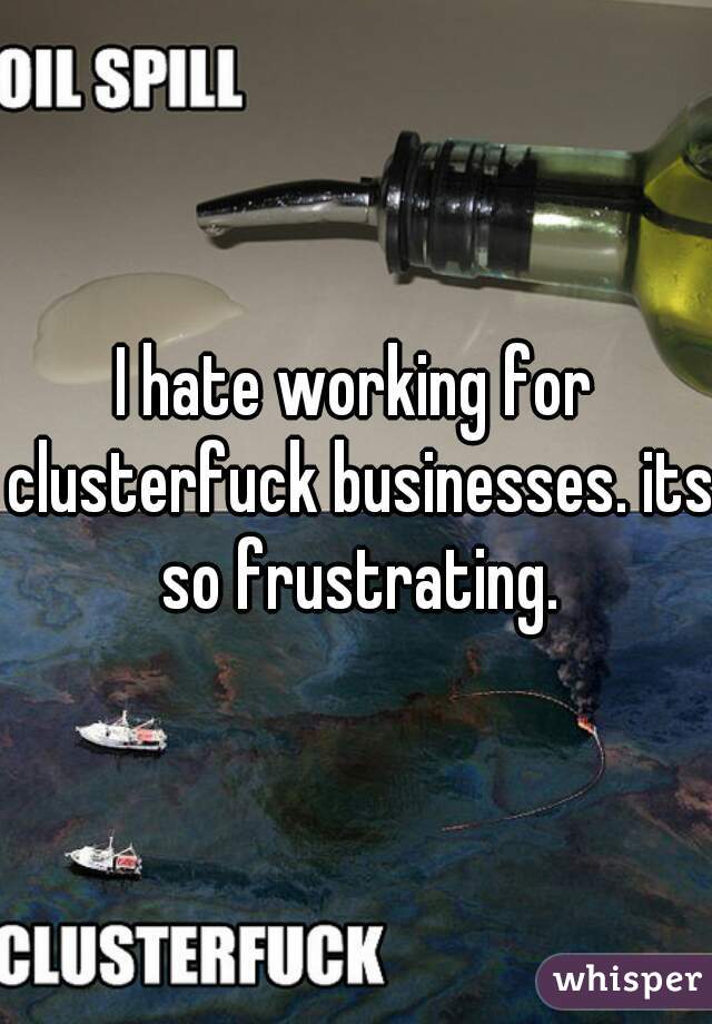 I hate working for clusterfuck businesses. its so frustrating.