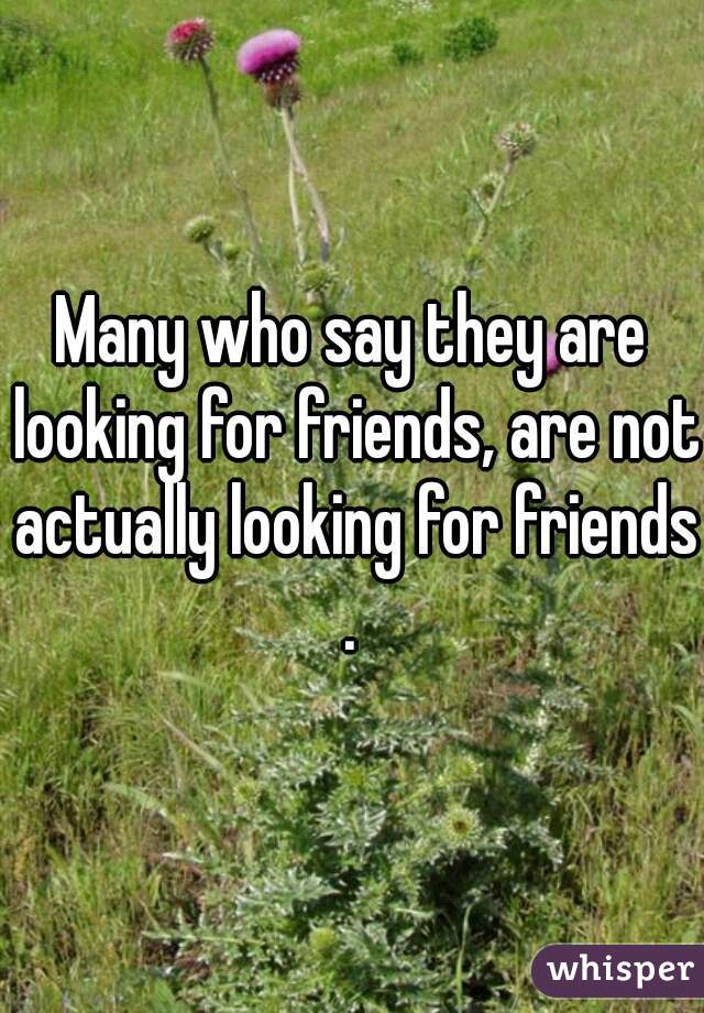 Many who say they are looking for friends, are not actually looking for friends.