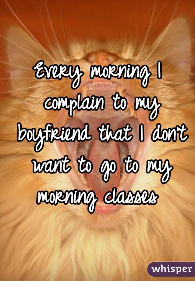 Every morning I complain to my boyfriend that I don't want to go to my morning classes 