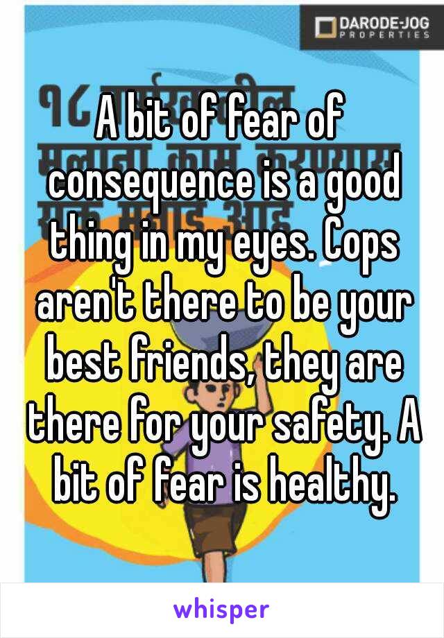 A bit of fear of consequence is a good thing in my eyes. Cops aren't there to be your best friends, they are there for your safety. A bit of fear is healthy.