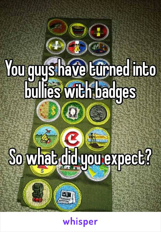 You guys have turned into bullies with badges 


So what did you expect?