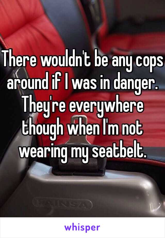 There wouldn't be any cops around if I was in danger. They're everywhere though when I'm not wearing my seatbelt.