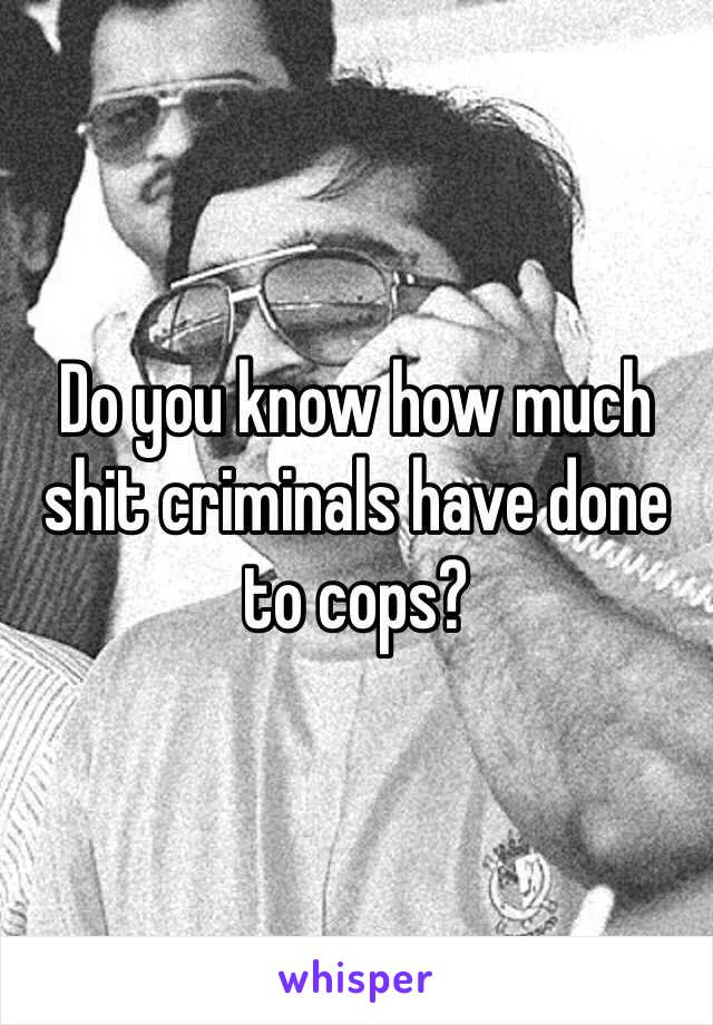 Do you know how much shit criminals have done to cops?