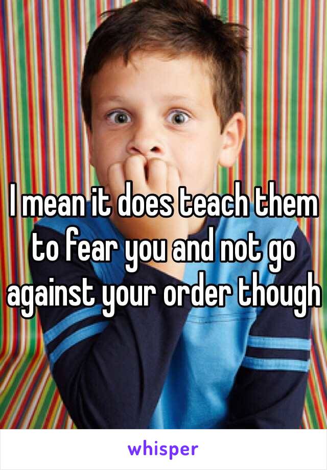 I mean it does teach them to fear you and not go against your order though