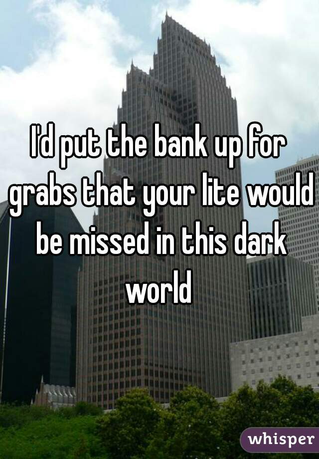 I'd put the bank up for grabs that your lite would be missed in this dark world 