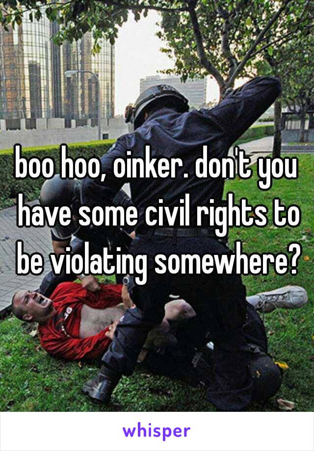 boo hoo, oinker. don't you have some civil rights to be violating somewhere?