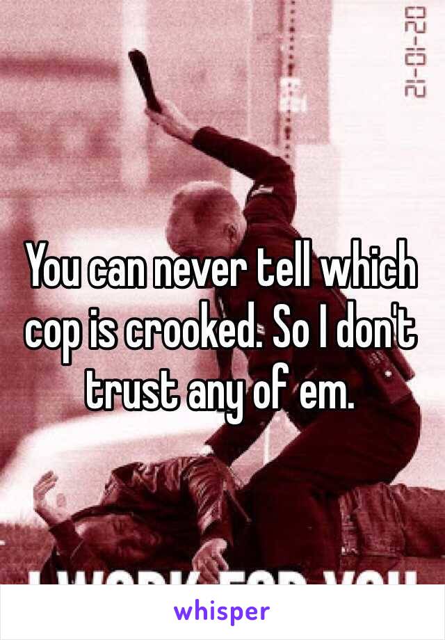 You can never tell which cop is crooked. So I don't trust any of em.