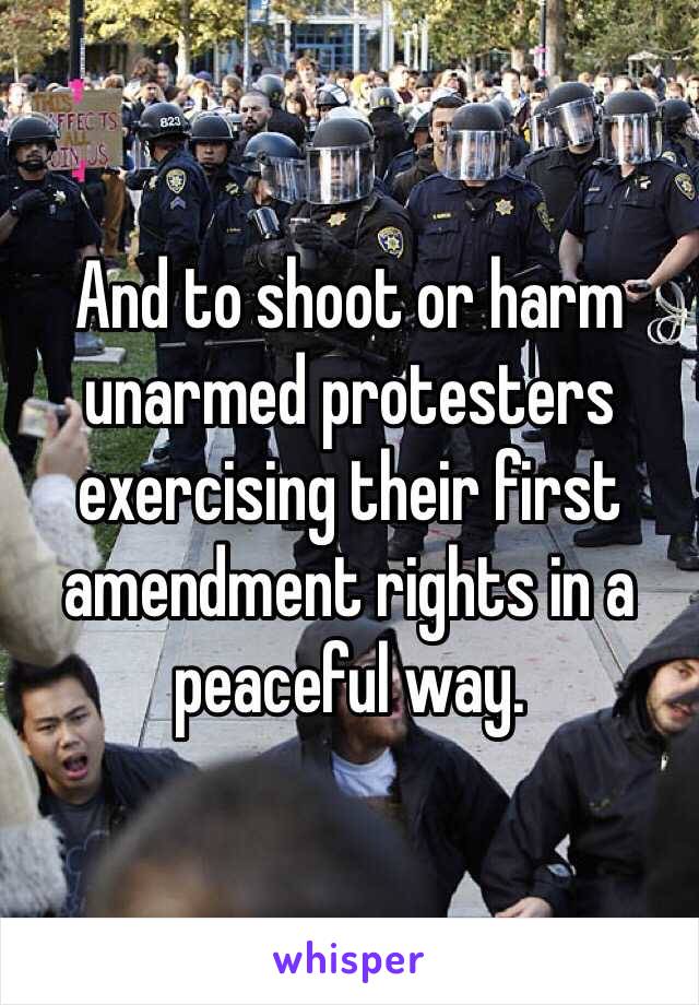 And to shoot or harm unarmed protesters exercising their first amendment rights in a peaceful way. 