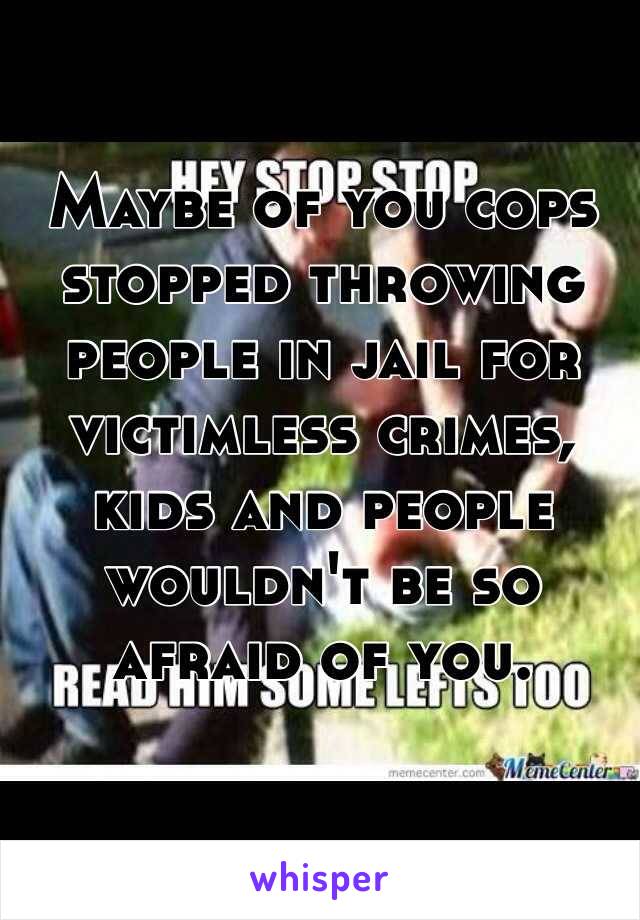 Maybe of you cops stopped throwing people in jail for victimless crimes, kids and people wouldn't be so afraid of you. 