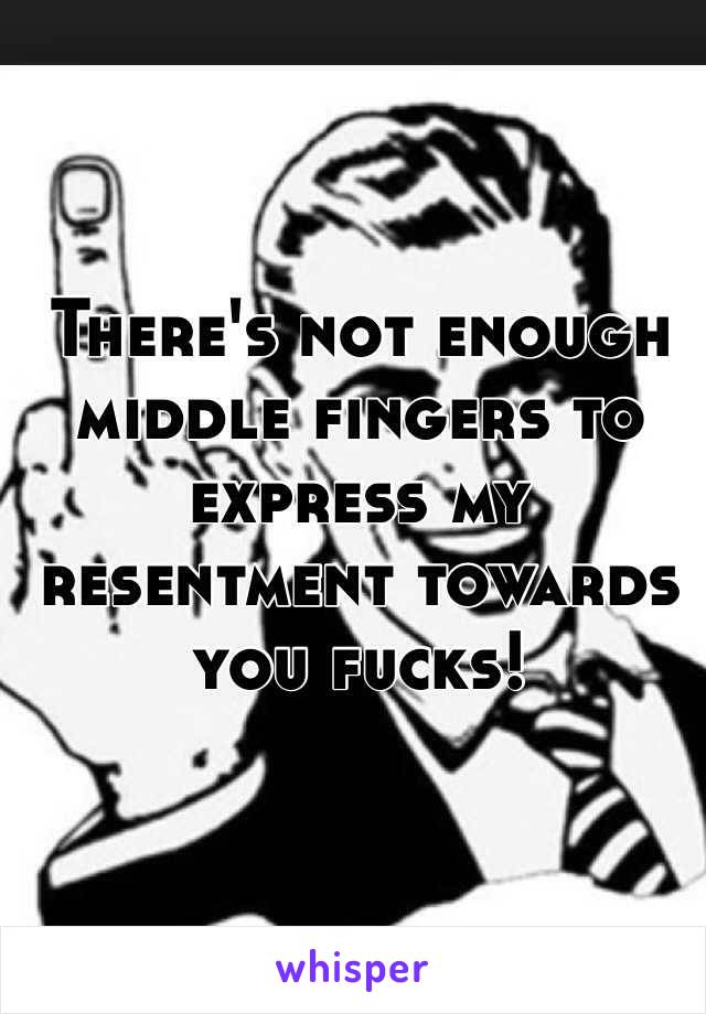 There's not enough middle fingers to express my resentment towards you fucks! 