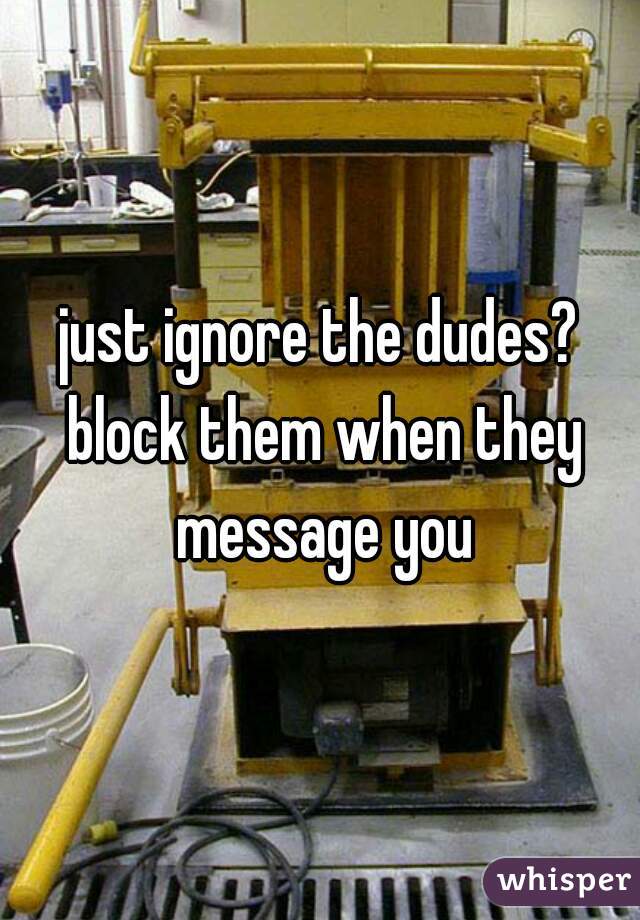 just ignore the dudes? block them when they message you
