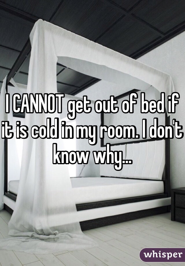I CANNOT get out of bed if it is cold in my room. I don't know why...