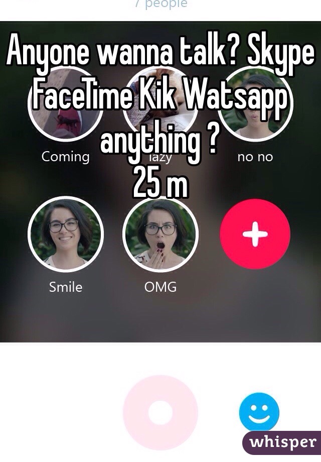 Anyone wanna talk? Skype FaceTime Kik Watsapp anything ?
25 m