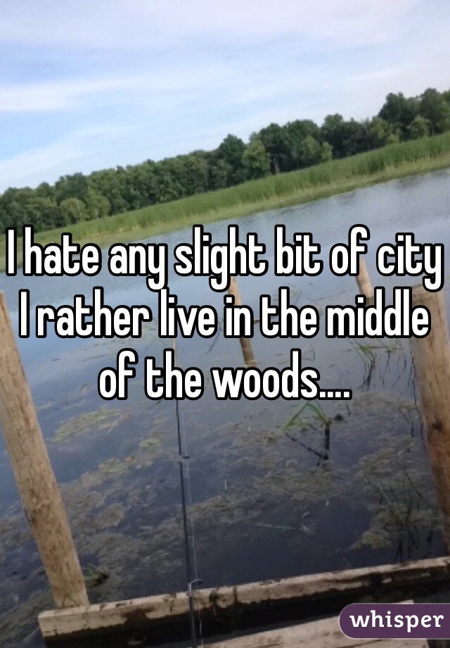 I hate any slight bit of city I rather live in the middle of the woods.... 