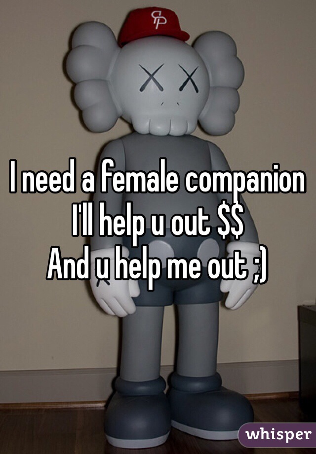 I need a female companion 
I'll help u out $$
And u help me out ;)