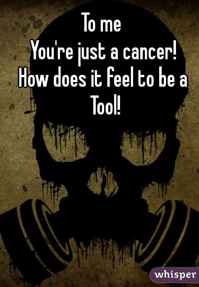 To me 
You're just a cancer!
How does it feel to be a Tool!
