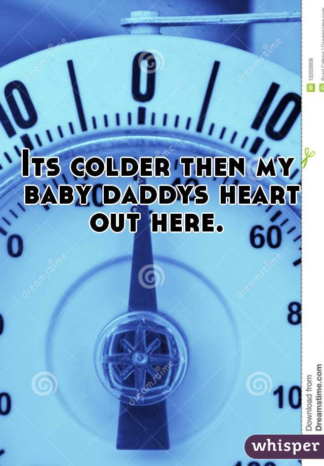 Its colder then my 
baby daddys heart
out here. 