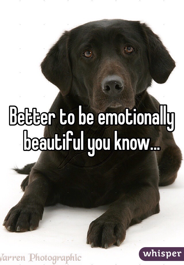 Better to be emotionally beautiful you know...