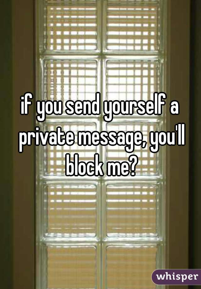 if you send yourself a private message, you'll block me?