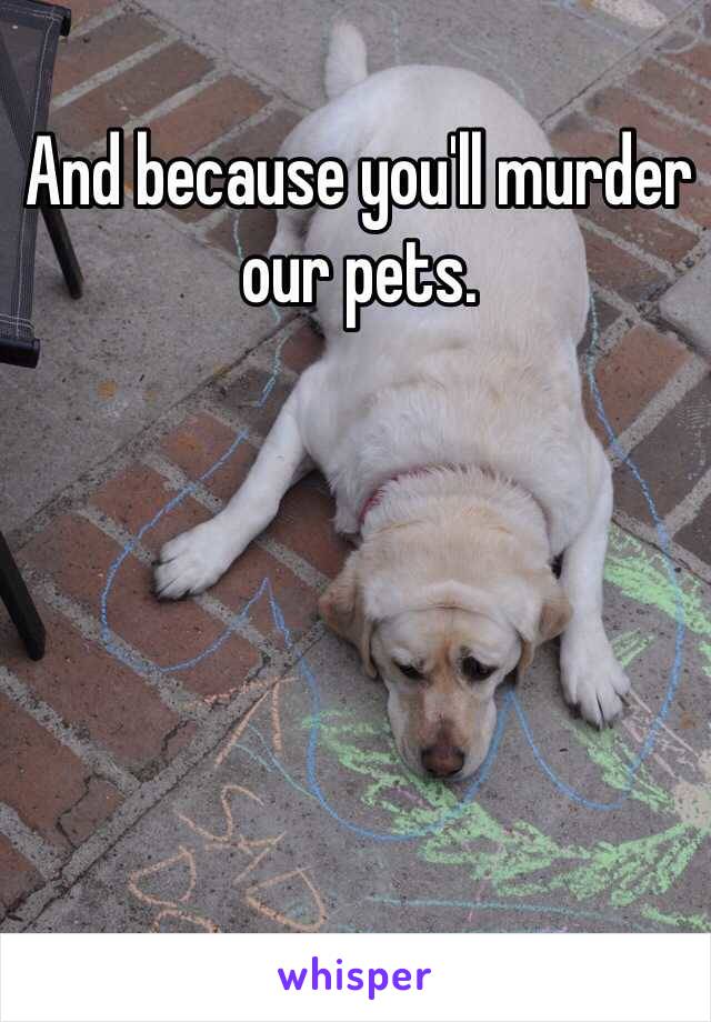 And because you'll murder our pets.