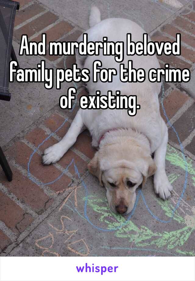 And murdering beloved family pets for the crime of existing.