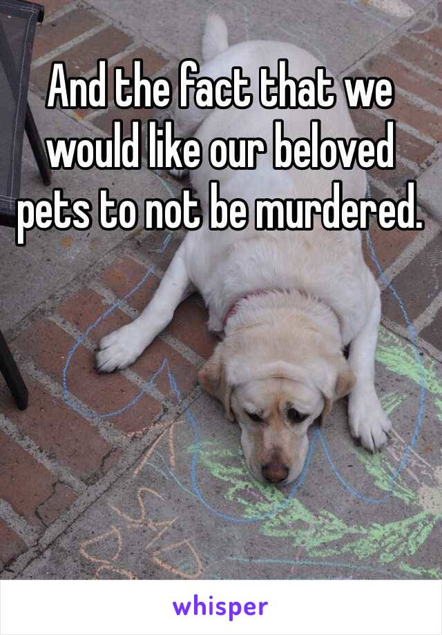 And the fact that we would like our beloved pets to not be murdered.