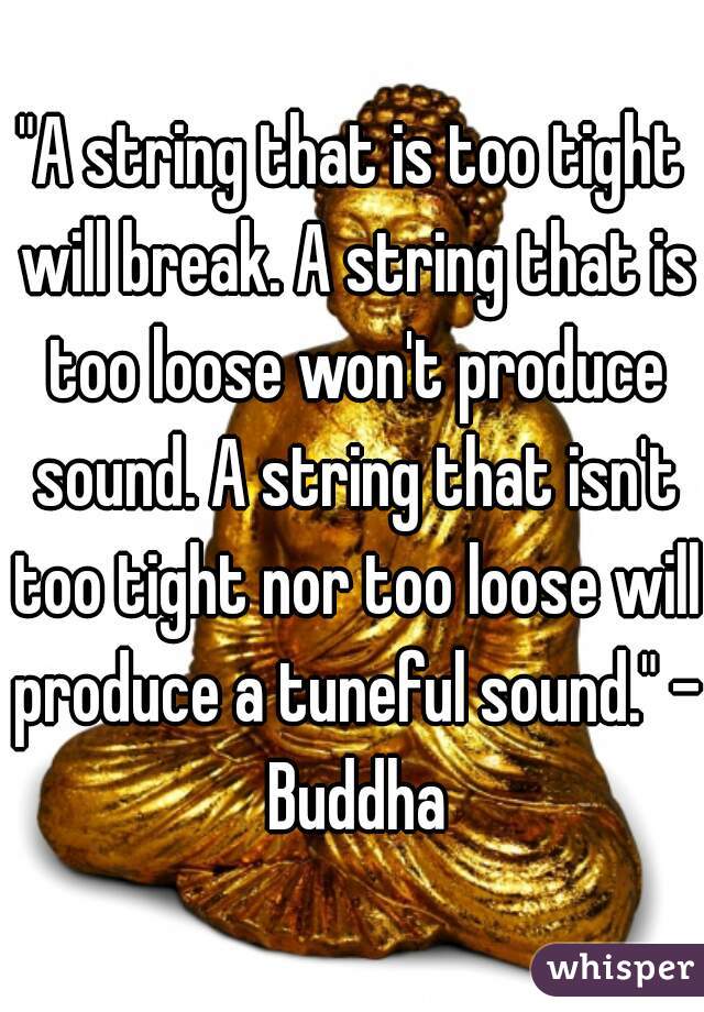 "A string that is too tight will break. A string that is too loose won't produce sound. A string that isn't too tight nor too loose will produce a tuneful sound." - Buddha