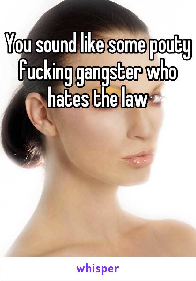 You sound like some pouty fucking gangster who hates the law