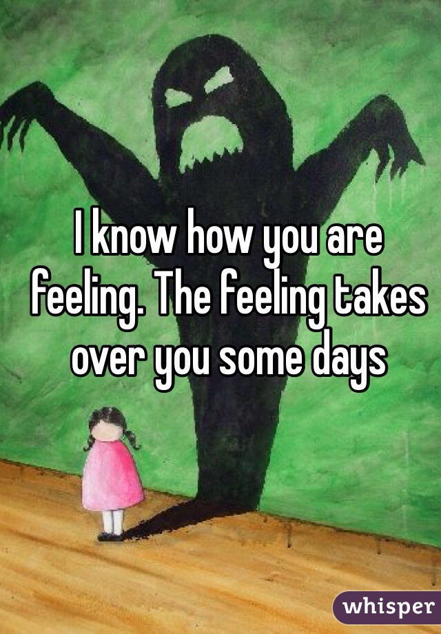 I know how you are feeling. The feeling takes over you some days