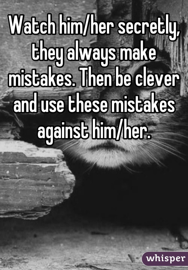 Watch him/her secretly, they always make mistakes. Then be clever and use these mistakes against him/her.