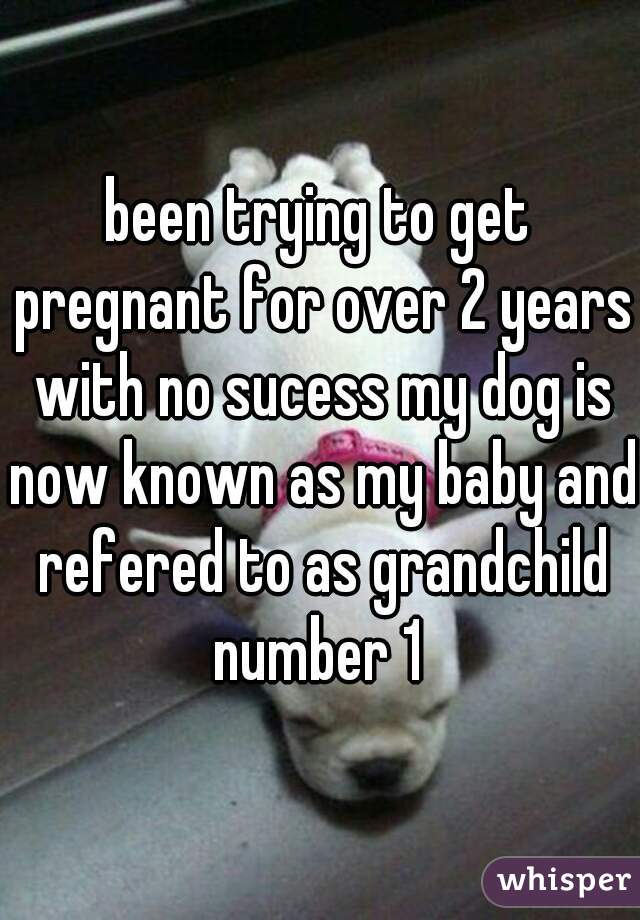 been trying to get pregnant for over 2 years with no sucess my dog is now known as my baby and refered to as grandchild number 1 