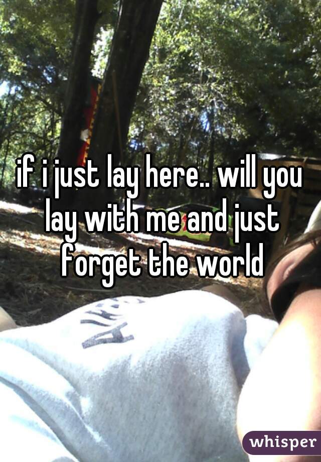 if i just lay here.. will you lay with me and just forget the world