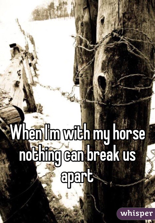 When I'm with my horse nothing can break us apart 