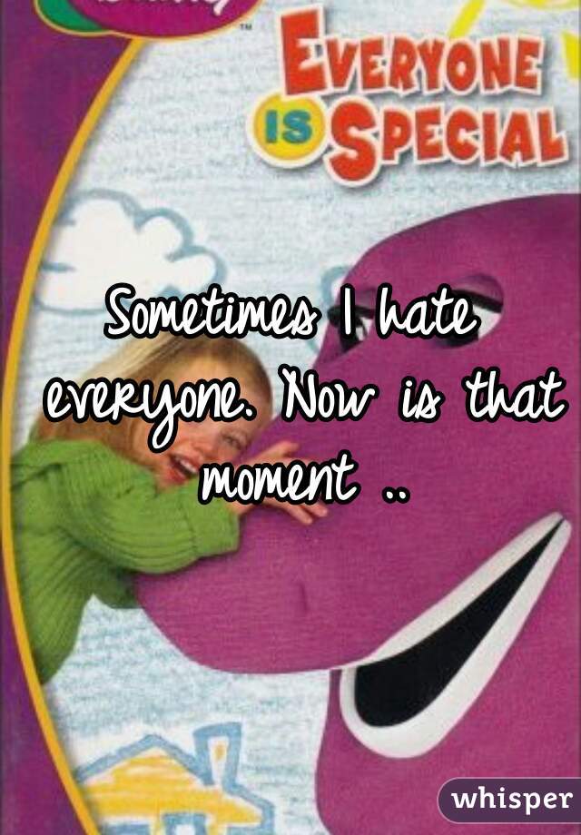 Sometimes I hate everyone. Now is that moment ..