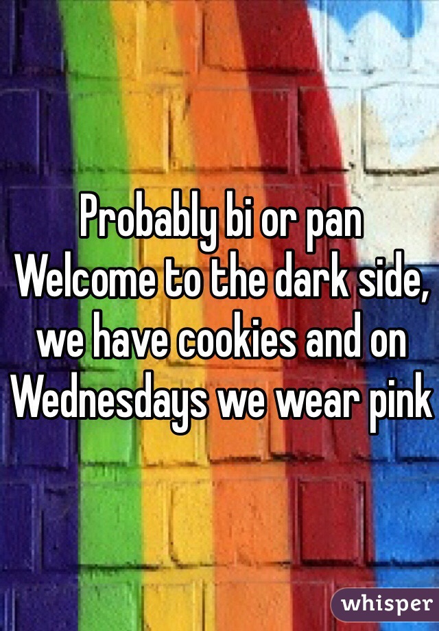 Probably bi or pan
Welcome to the dark side, we have cookies and on Wednesdays we wear pink 