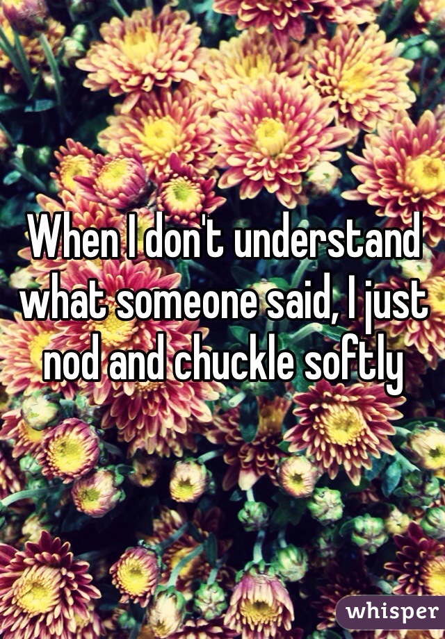 When I don't understand what someone said, I just nod and chuckle softly

