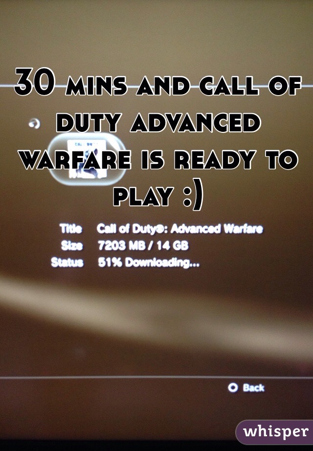 30 mins and call of duty advanced warfare is ready to play :)