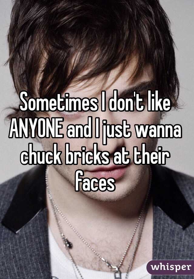 Sometimes I don't like ANYONE and I just wanna chuck bricks at their faces