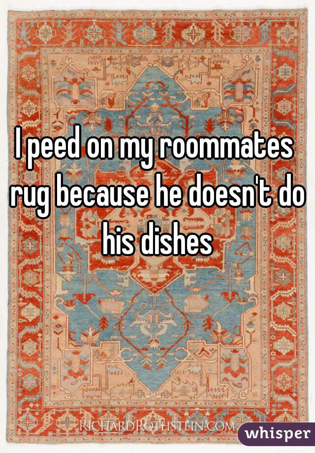 I peed on my roommates rug because he doesn't do his dishes