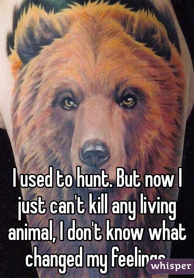 I used to hunt. But now I just can't kill any living animal, I don't know what changed my feelings.