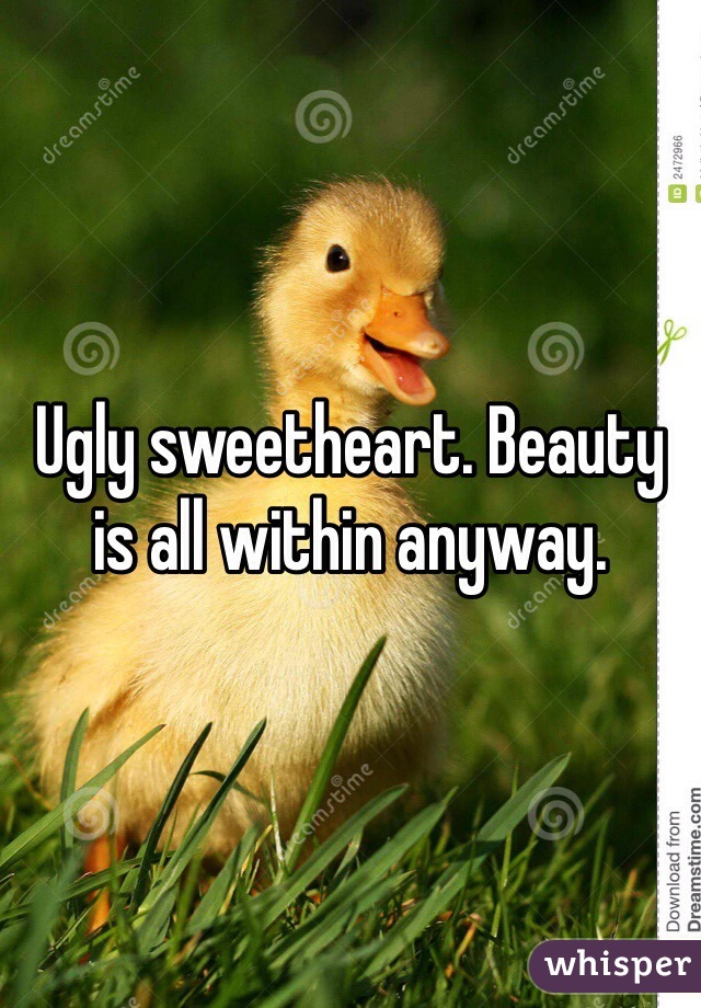 Ugly sweetheart. Beauty is all within anyway.