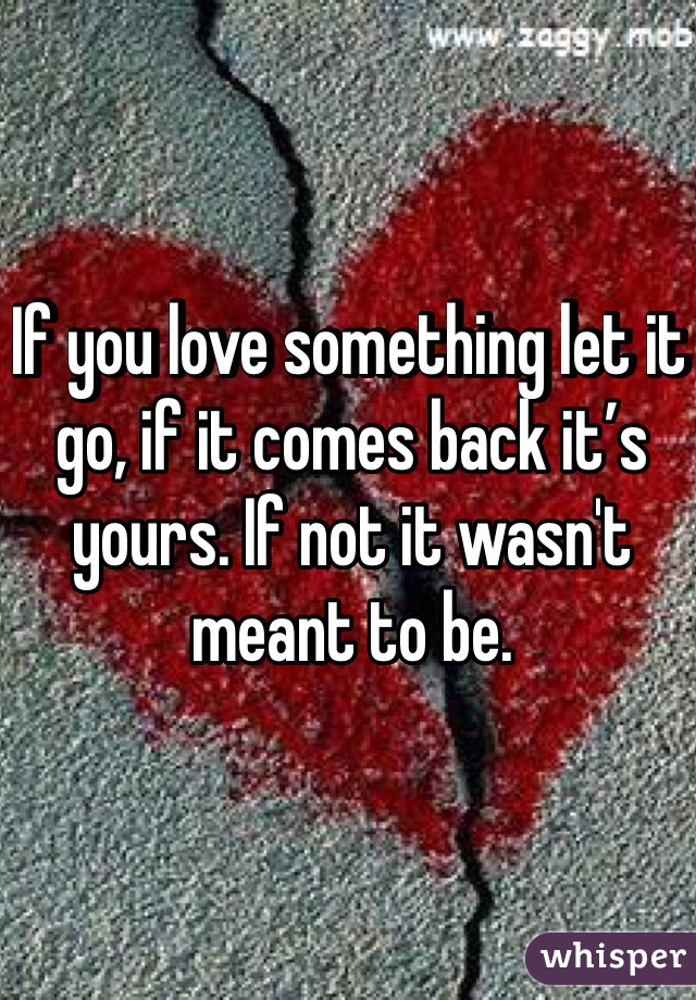 If you love something let it go, if it comes back it’s yours. If not it wasn't meant to be.
