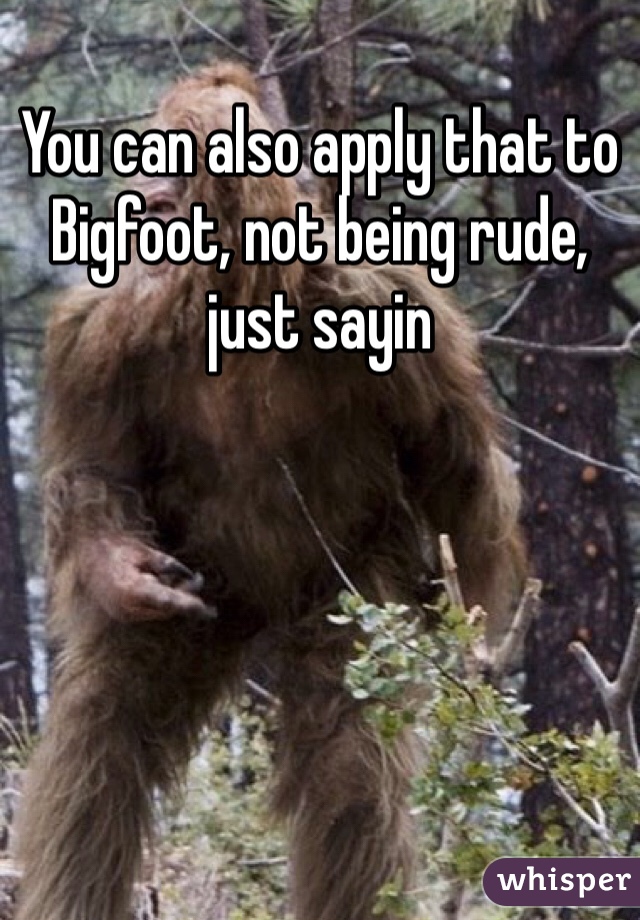 You can also apply that to Bigfoot, not being rude, just sayin