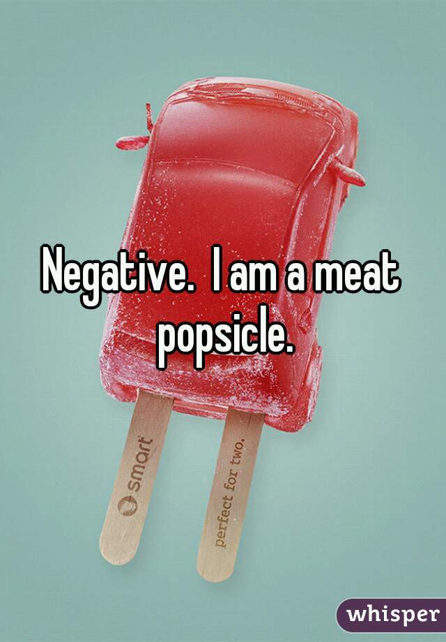 Negative.  I am a meat popsicle.