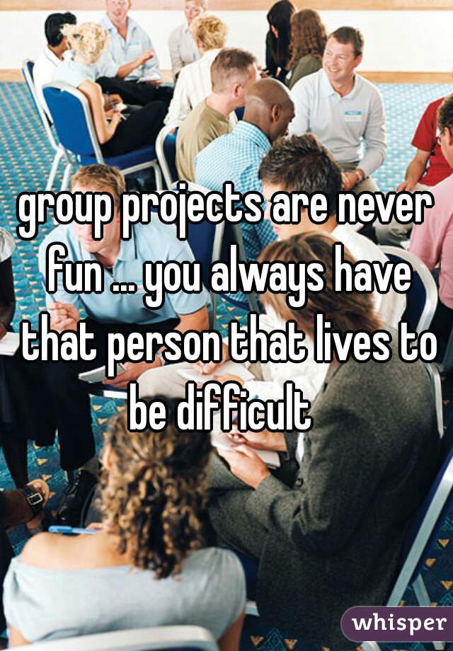 group projects are never fun ... you always have that person that lives to be difficult  
