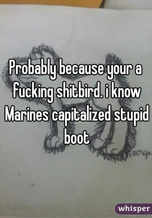 Probably because your a fucking shitbird. i know Marines capitalized stupid boot