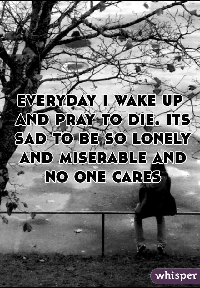 everyday i wake up and pray to die. its sad to be so lonely and miserable and no one cares