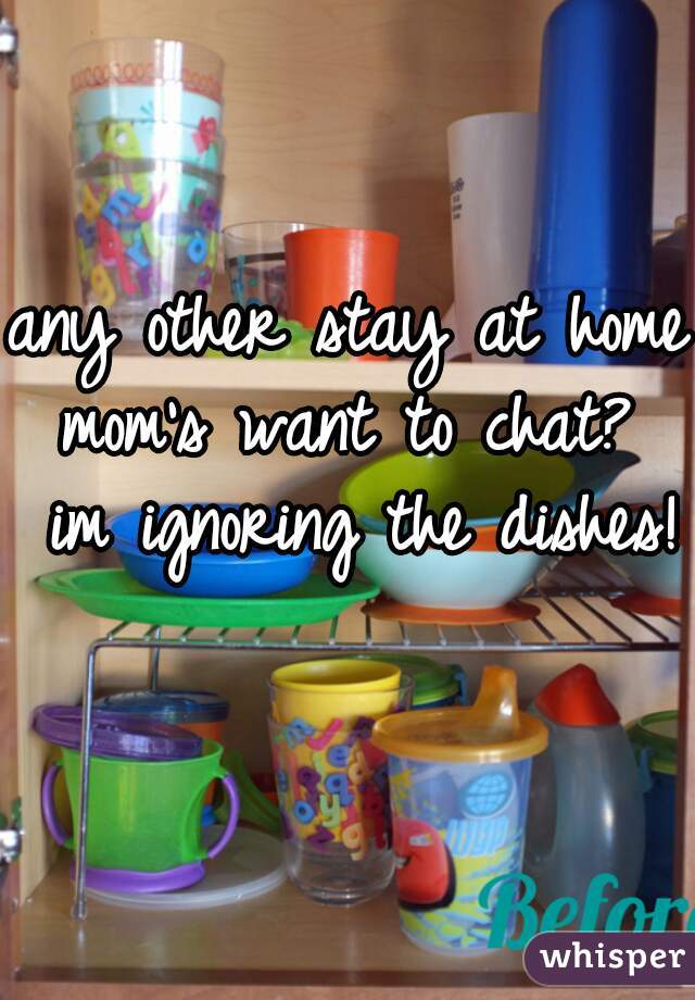 any other stay at home mom's want to chat?  im ignoring the dishes!  