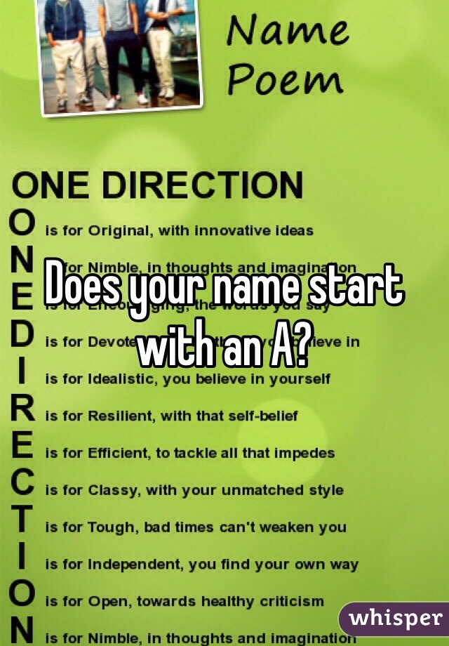 Does your name start with an A?